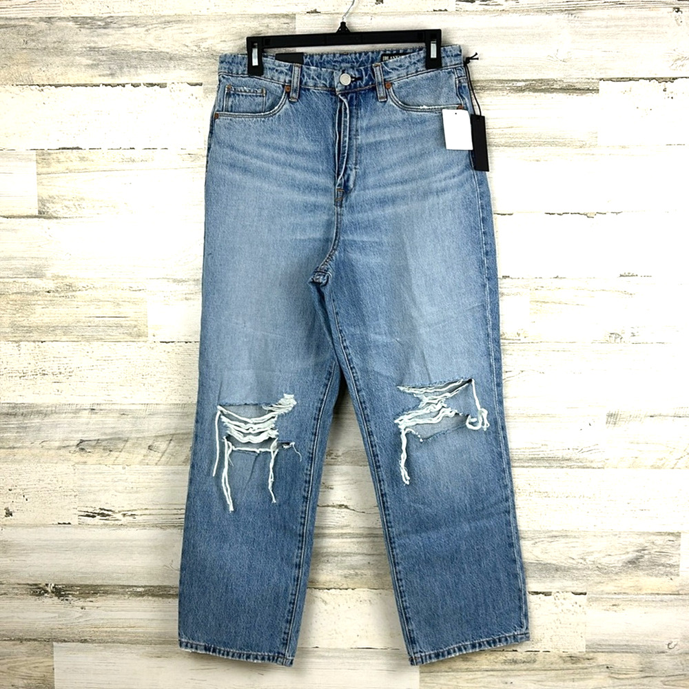 Blank NYC Women’s 26 The Baxter Ribcage Straight Leg Distressed Button Jeans NEW - Picture 2 of 9